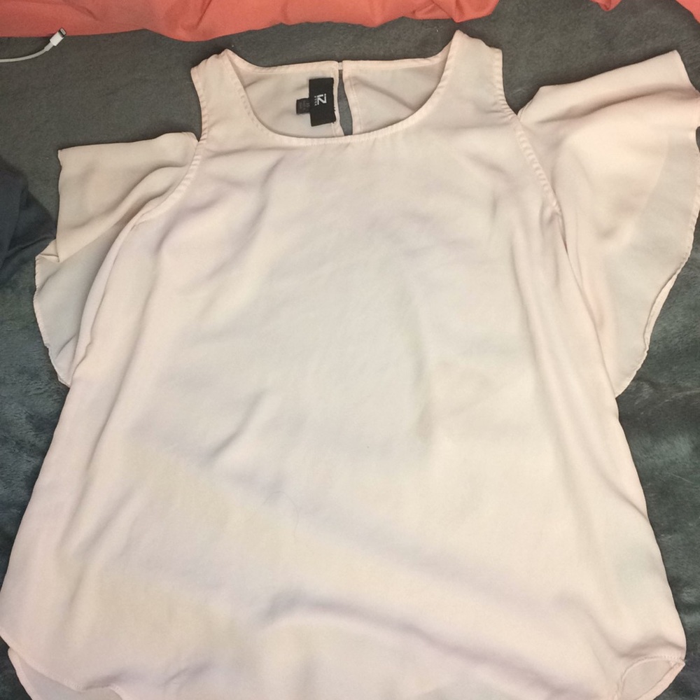 Baby pink off the shoulder shirt